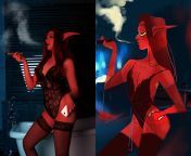 Minthe Lore Olympus cosplay side by side by Sawaka from side by side comparison of tiktok vs nsfw version mp4