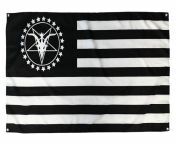 The Satanic Temple Stars and Stripes flag. The Satanic Temple is a nontheistic religious and human rights group based in the United States. from satanic