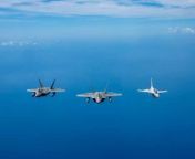 US Air Force F-22 Raptors from the 199th Expeditionary Fighter Squadron, Hawaii Air National Guard together with Philippine Air Force FA-50PH Fighting Eagle from the 7th Tactical Fighter Squadron, 5th Fighter Wing flying alongside as part of Exercise Cope from philippine junior