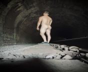Nude in an old train tunnel. from aunty uncle old train sex
