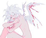 [as always mild spoilers dgr2chap5 and nsfw blood] but like imagine chainsaw man angeldevil daki but i get like actual wings to put on it like giant angel wings from ángel wings porno