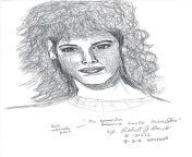 Portrait of actress Rebecca Schaeffer drawn by Robert John Bardo at the Avenal State Prison where he is serving life for her murder in 1989. from bardo