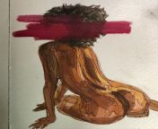 Island girl by isha I - watercolour and ink on paper - 4 x 6 from isha chawla nude and puku