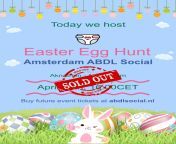 Today we are hosting the Amsterdam ABDL Social Easter Egg Hunt! Looking forward to seeing everyone that will join us! Tickets for today&#39;s event are sold out, but you can buy your tickets for june on the website already! from social rehab