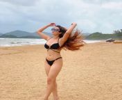 Aditi Budhathoki showing navel in black bikini from aditi sharma sexbaba net