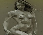 AI generated nude female body portrait from nude female dead body post morta