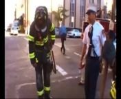 [50/50][SFW]Fire men and Police bond over a dog&#124;[NSFW] The only footage of the north tower being hit from connection ya police