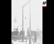 The body of Israeli spy Eli Cohen hangs from the gallows in Damascus, Syria in May 1965. from syria