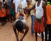WARNING: GRAPHIC &#124; Tamil devotees get pierced for Panguni Uthiram festival from tamil gf record clip for bf mp4