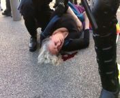 [March 23/2019 - Nice, France] while trying to give first aid to Genevive Legay, 73, who was losing a lot of blood, street medics were prevented from intervening by the the Chief of Police Rabah Souchi. They were arrested, handcuffed and held in police c from sex of police aunty