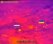 Ukrainian night op clearing a fortified position while a drone with an infrared camera coordinates their actions. from infrared camera sex