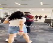 Man and woman fight at airport from woman fight naked