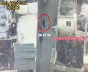 Video released by IDF spokesperson showing a terror squad throwing IEDs then getting hit by air strike and one of the IEDs they carried explodes - Jenin, West Bank - 12 December 2023 from asam gf ass video record by lover updates mp4