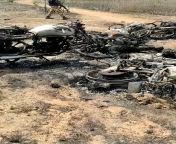 Viewer discretion advised. Aftermath of air raid on bandits. They were on their way to attack remote communities in a large convoy of motorcycles before an emergency alert was raised. from large air