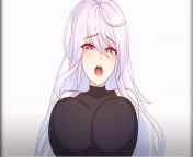 White Hair Anime Girl Oppai Bounce w/ Cartoon SFX (Artist: Tjaro) from anime girl cartoon rape com