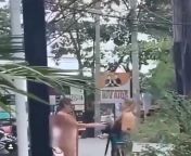 White tourist in Bali, Indonesia steps out onto the street and weaves through traffic while naked; proceeds to cross while her friend runs behind her laughing and filming on her phone; Police: It&#39;s disrupting order, which means it was inappropriate,from indo in bali